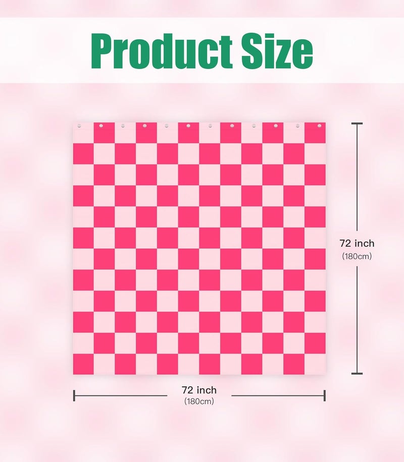 Stanoha Shower Curtain for Bathroom Stall Boho Modern Cute Aesthetic Decorative Girly Waterproof Unique Checkered Plaid Girls Chic Print Design Teen Pretty Women Cortinas de Baño Bathtub 72 x72 Inch - Image 2